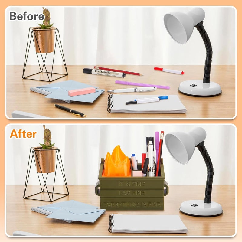 Dalycro Dumpster Fire Pencil Holder Fun Desk Accessories with Removable Flame Light Touch Dimming Mode & USB Charging Port Perfect Pen Holder for Desk, Funny Gift for Coworkers - Image 5